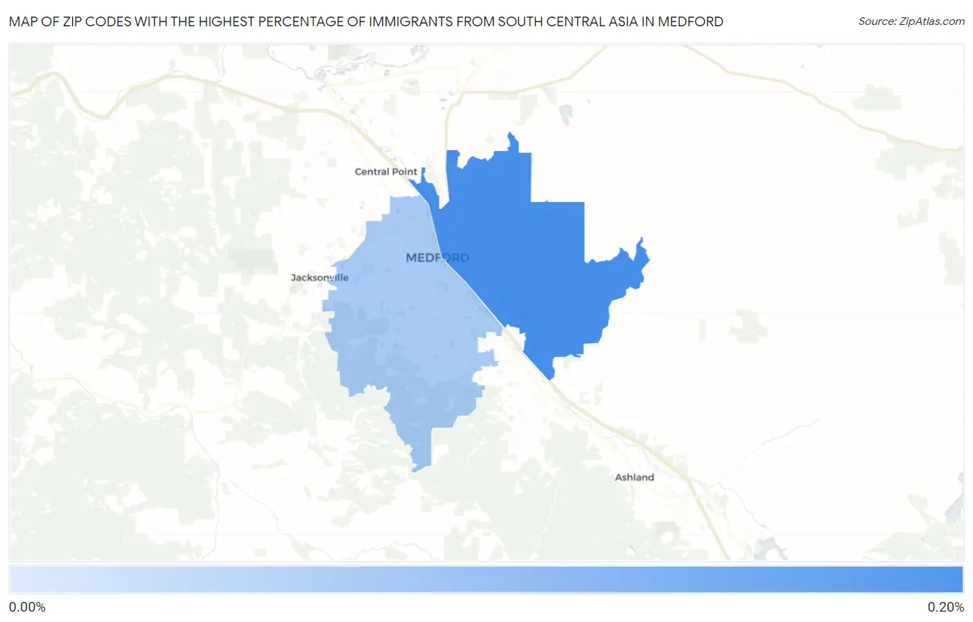 Zip Codes with the Highest Percentage of Immigrants from South Central Asia in Medford Map