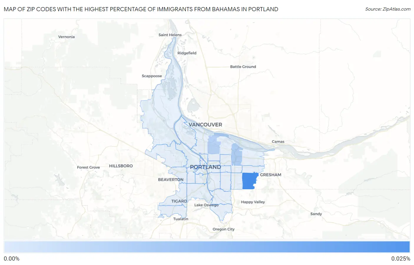 Zip Codes with the Highest Percentage of Immigrants from Bahamas in Portland Map