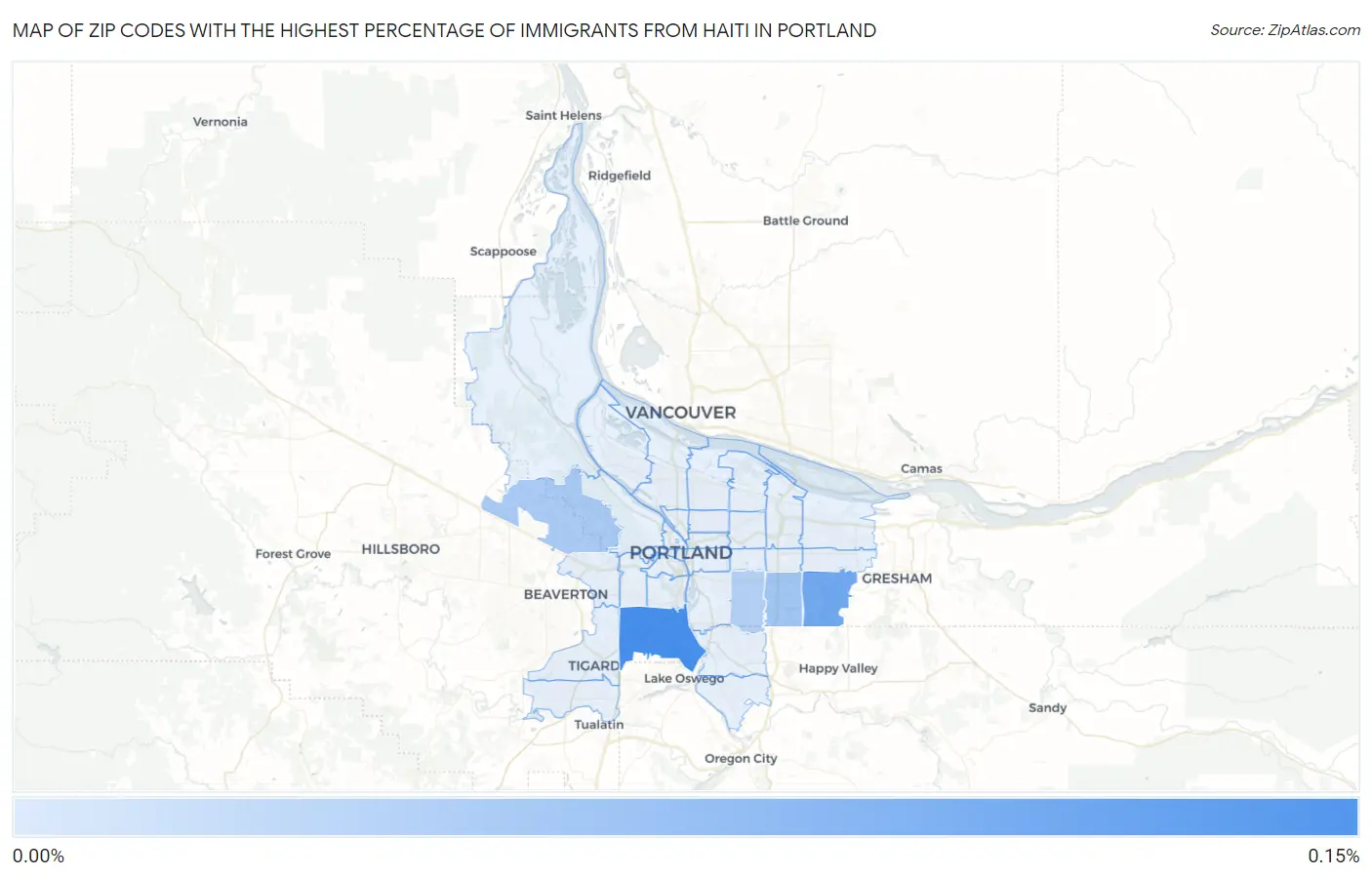 Zip Codes with the Highest Percentage of Immigrants from Haiti in Portland Map