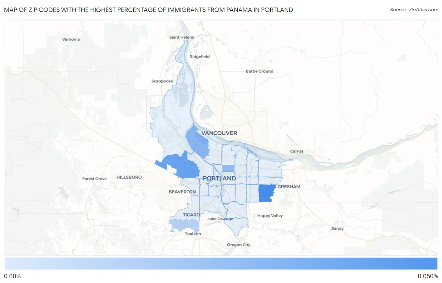 Zip Codes with the Highest Percentage of Immigrants from Panama in Portland Map