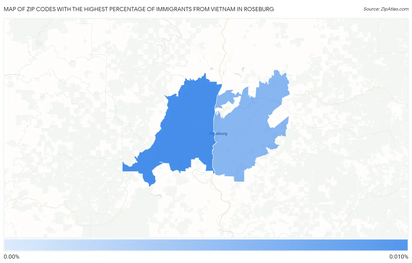 Zip Codes with the Highest Percentage of Immigrants from Vietnam in Roseburg Map