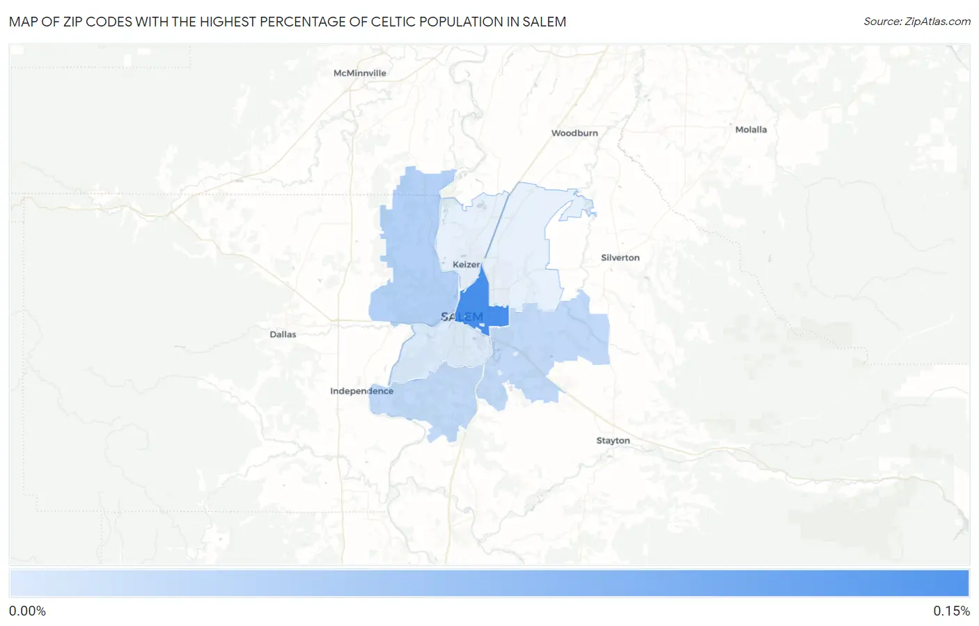 Zip Codes with the Highest Percentage of Celtic Population in Salem Map