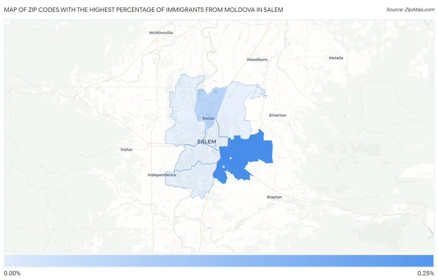 Zip Codes with the Highest Percentage of Immigrants from Moldova in Salem Map