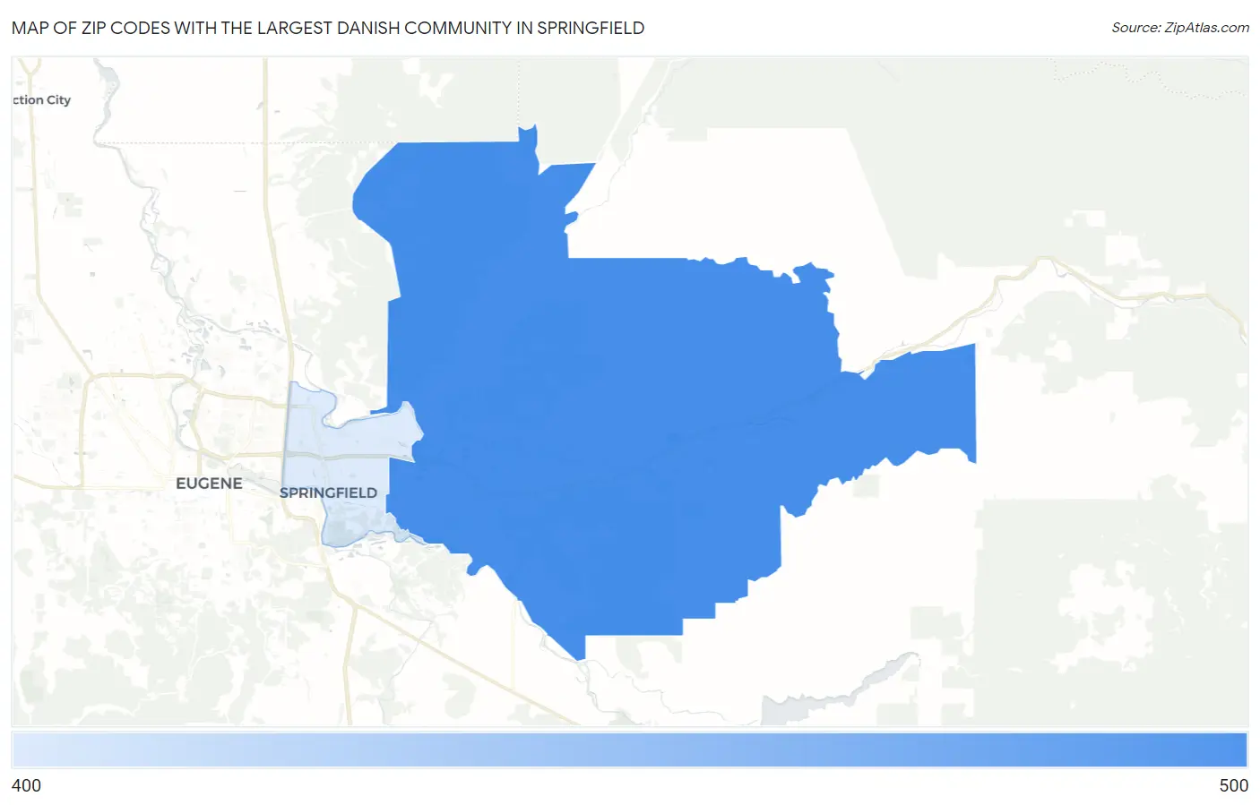 Zip Codes with the Largest Danish Community in Springfield Map