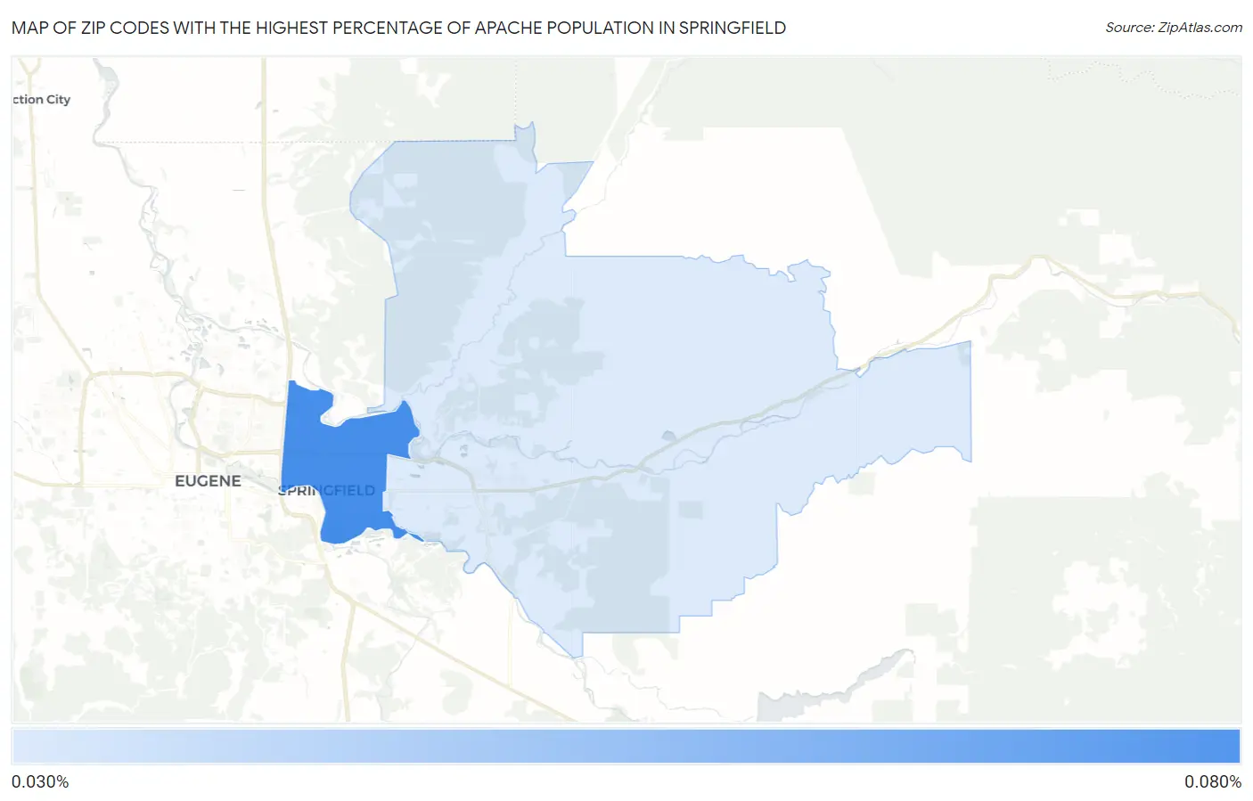 Zip Codes with the Highest Percentage of Apache Population in Springfield Map