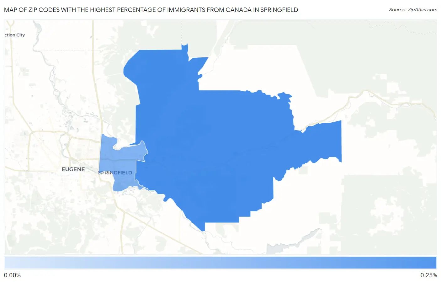 Zip Codes with the Highest Percentage of Immigrants from Canada in Springfield Map