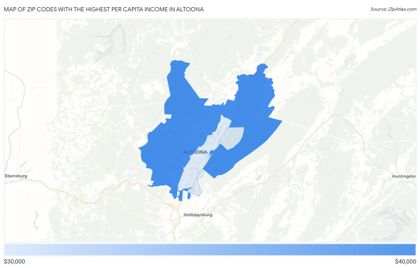 Zip Codes with the Highest Per Capita Income in Altoona Map