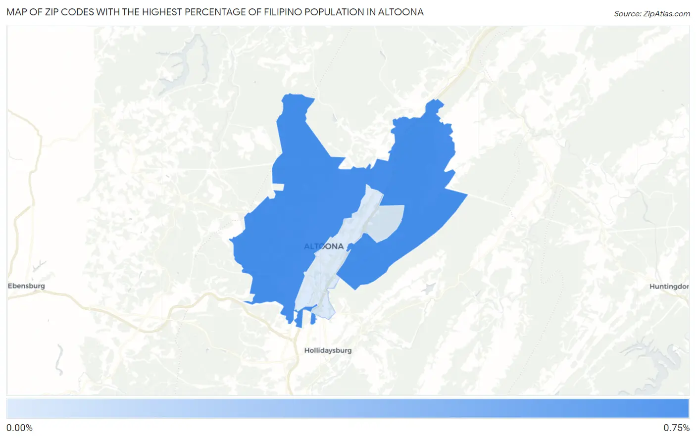 Zip Codes with the Highest Percentage of Filipino Population in Altoona Map