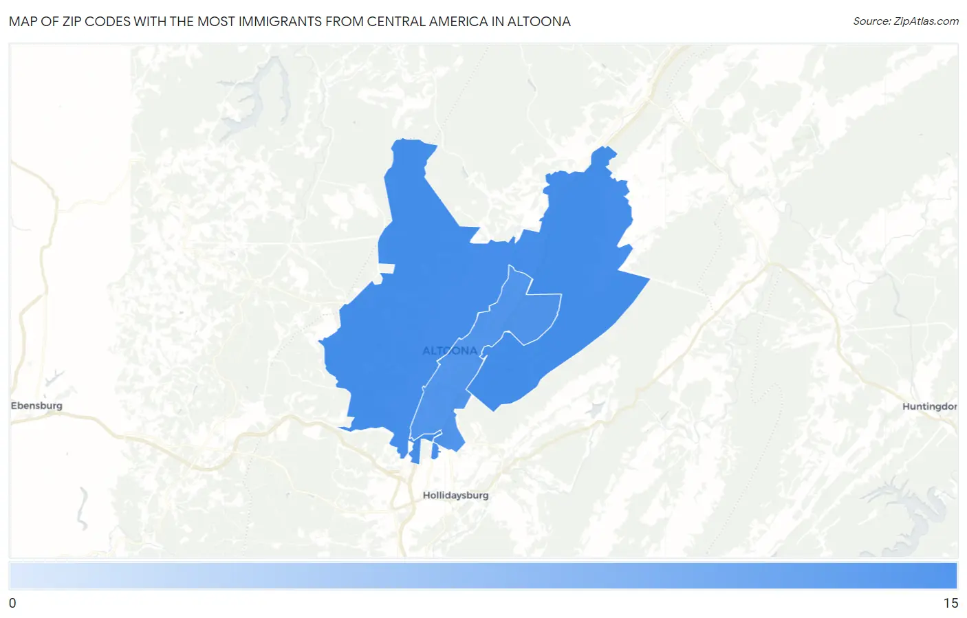 Zip Codes with the Most Immigrants from Central America in Altoona Map