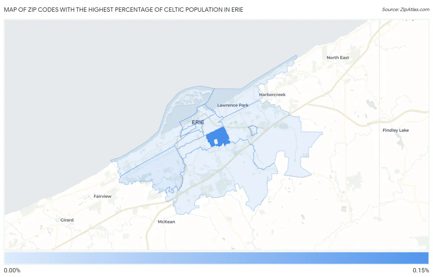 Zip Codes with the Highest Percentage of Celtic Population in Erie Map