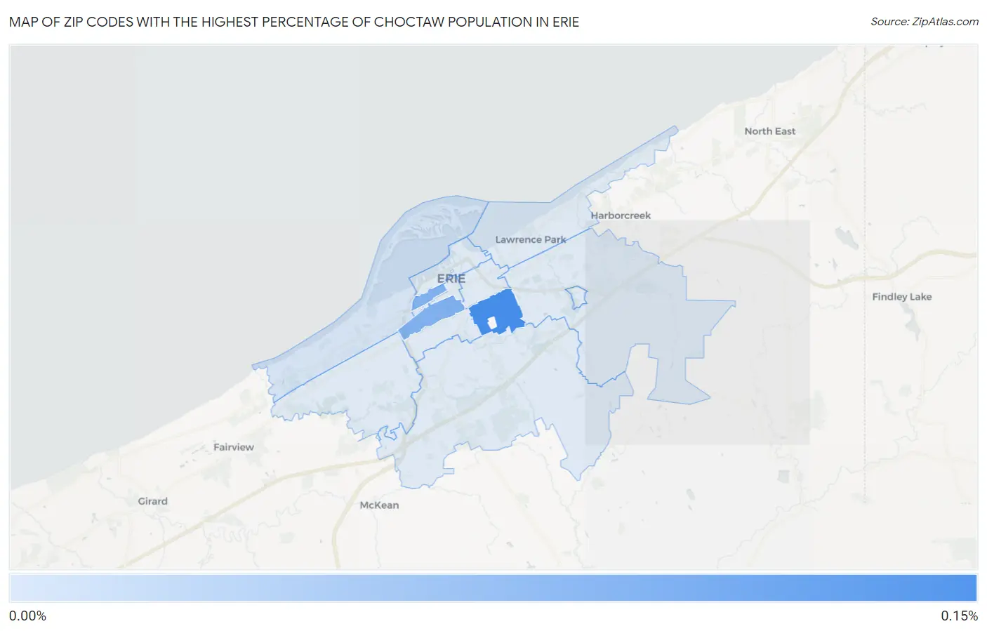 Zip Codes with the Highest Percentage of Choctaw Population in Erie Map