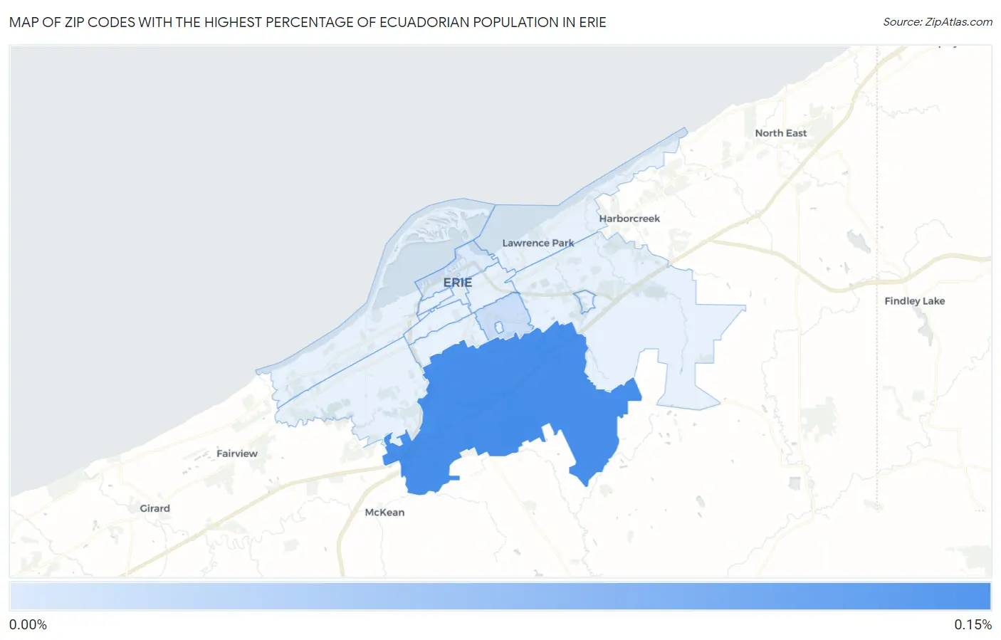 Zip Codes with the Highest Percentage of Ecuadorian Population in Erie Map