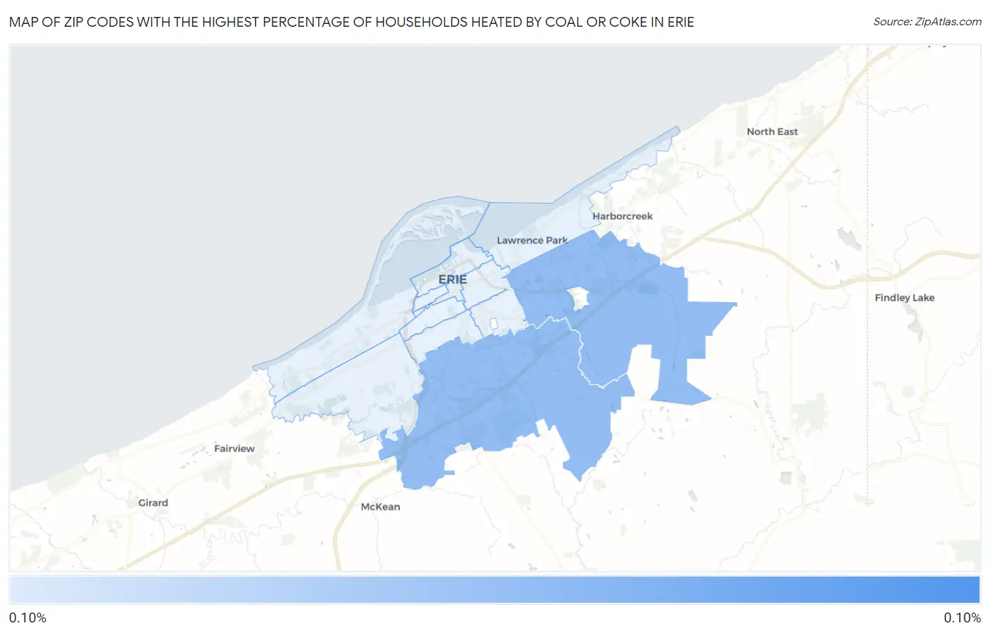 Zip Codes with the Highest Percentage of Households Heated by Coal or Coke in Erie Map