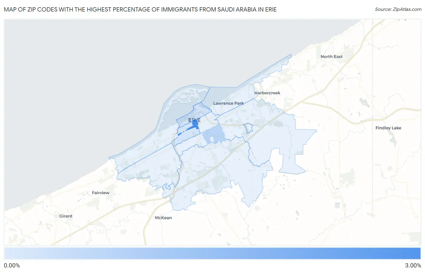 Zip Codes with the Highest Percentage of Immigrants from Saudi Arabia in Erie Map