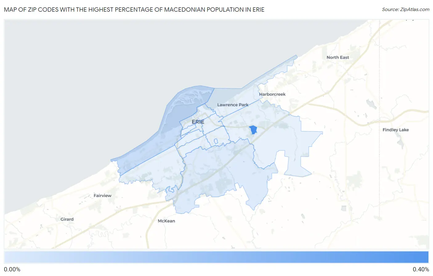 Zip Codes with the Highest Percentage of Macedonian Population in Erie Map