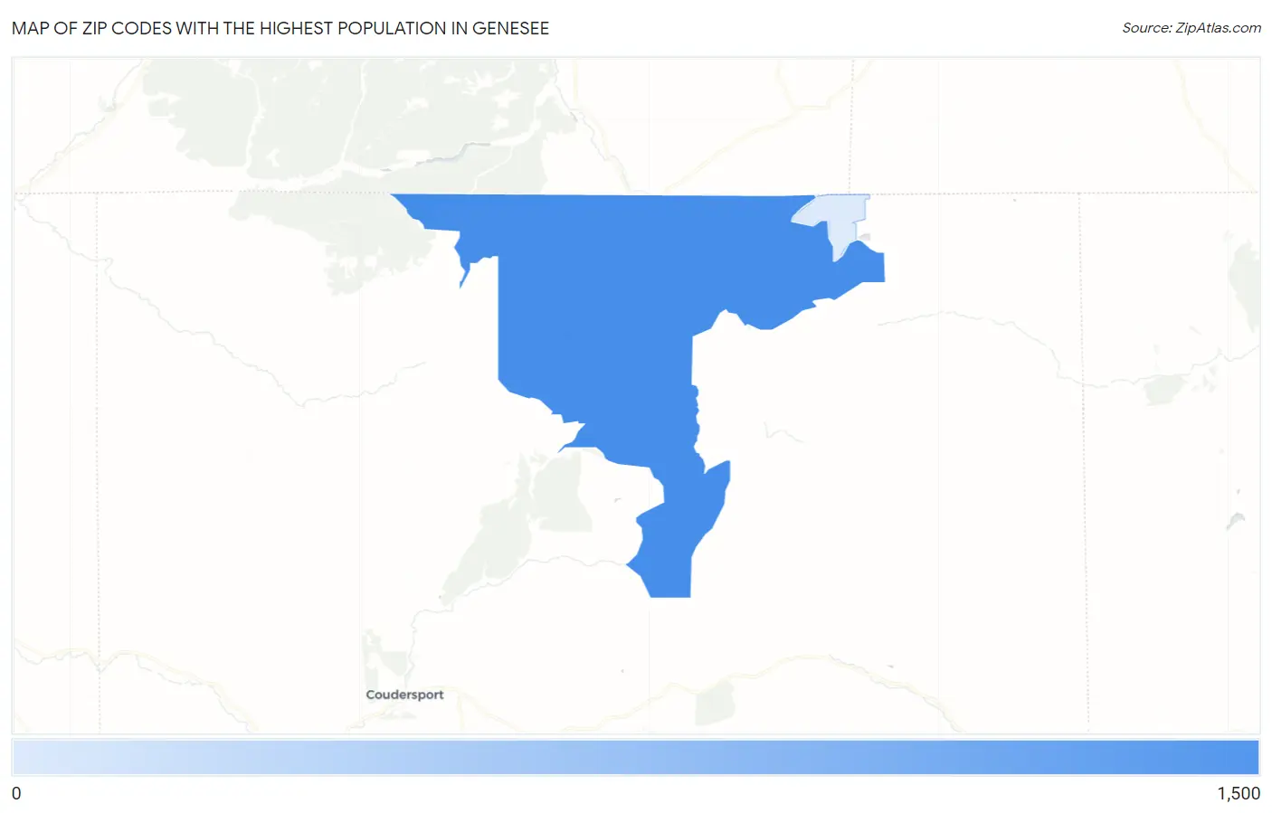 Zip Codes with the Highest Population in Genesee Map
