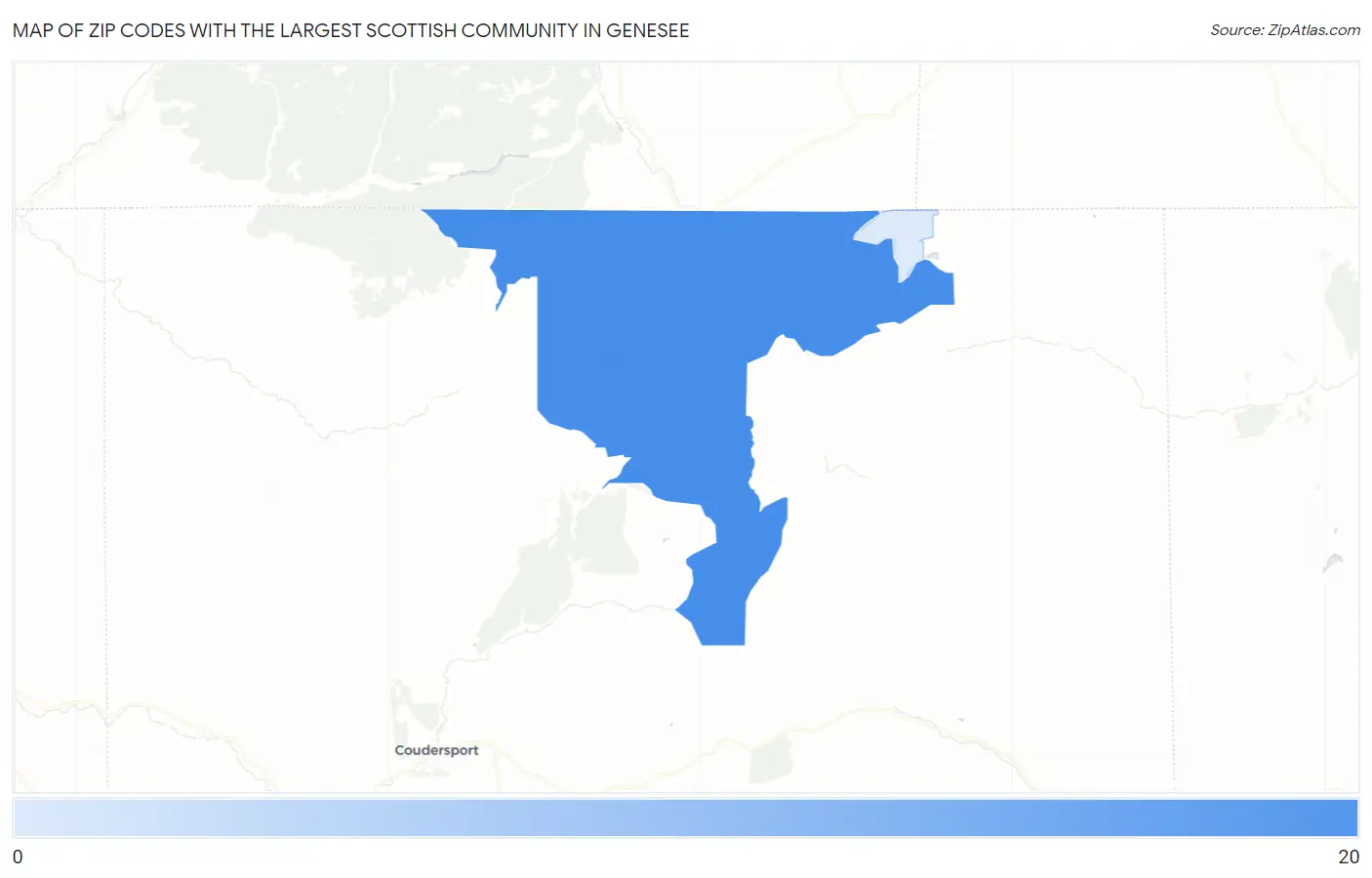 Zip Codes with the Largest Scottish Community in Genesee Map