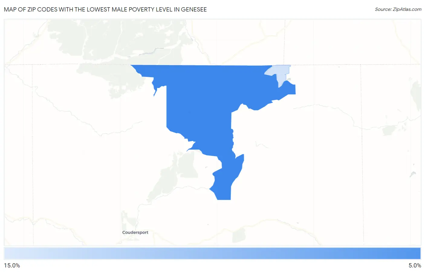 Zip Codes with the Lowest Male Poverty Level in Genesee Map