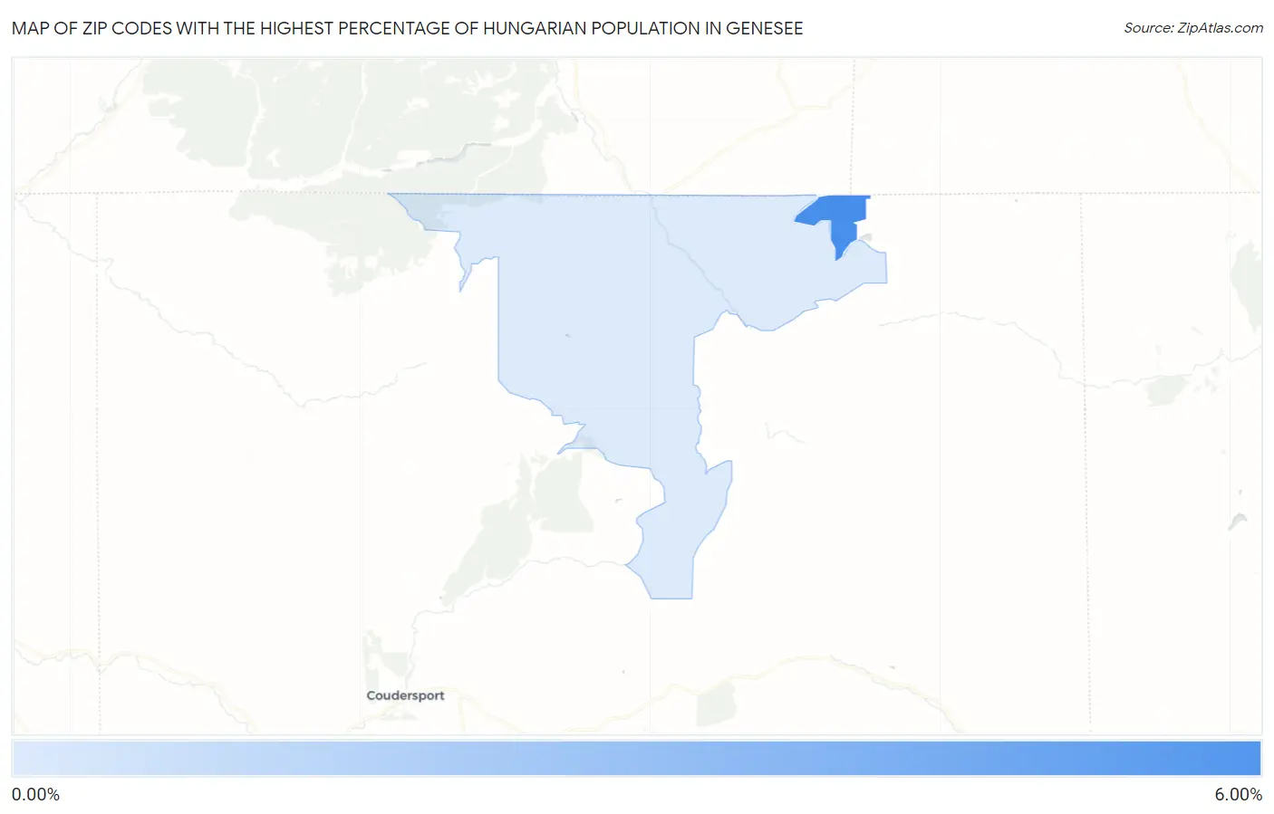 Zip Codes with the Highest Percentage of Hungarian Population in Genesee Map