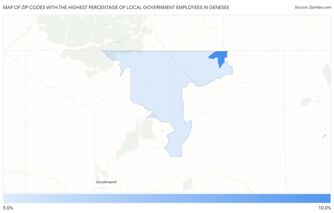 Zip Codes with the Highest Percentage of Local Government Employees in Genesee Map