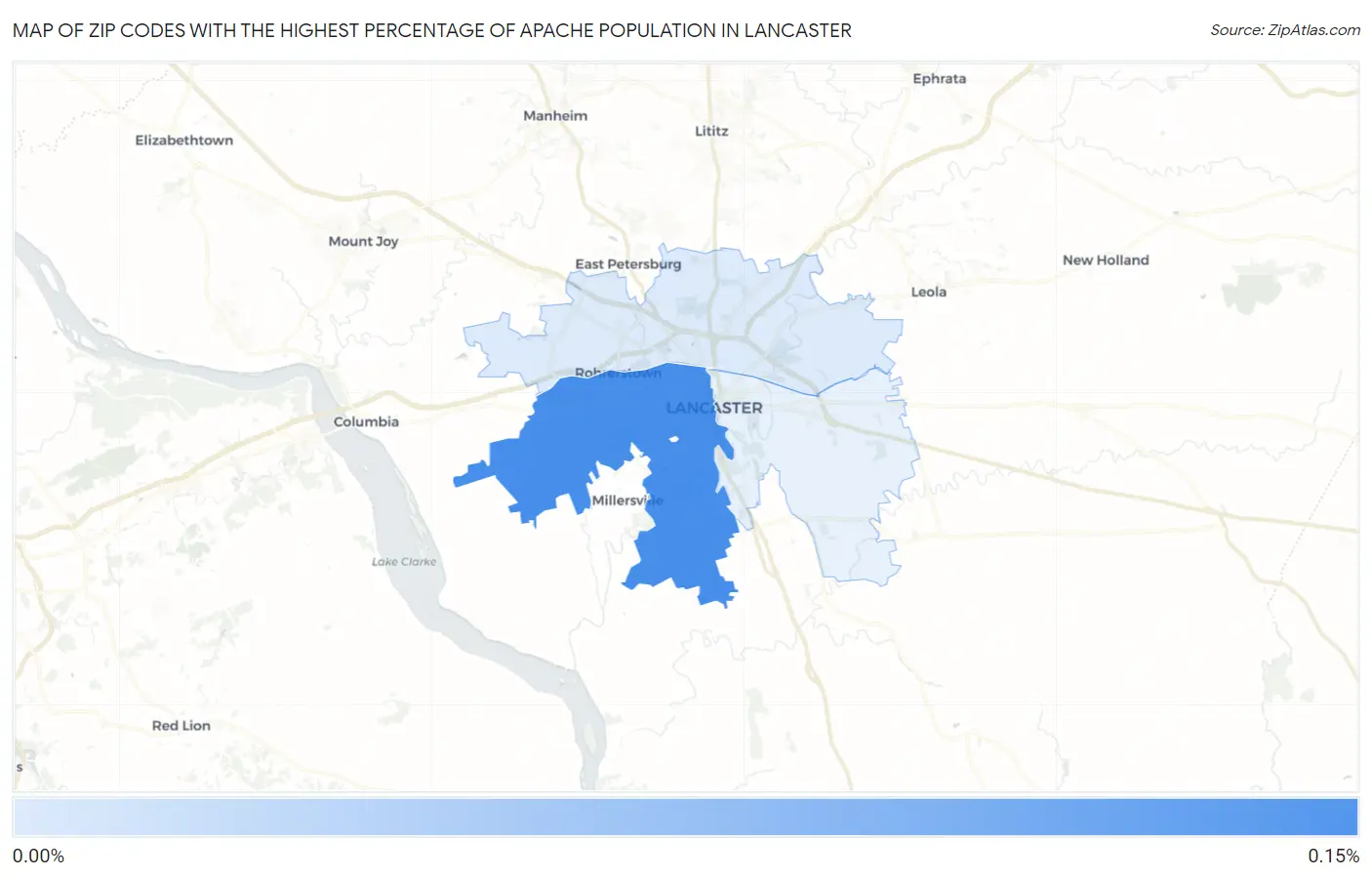Zip Codes with the Highest Percentage of Apache Population in Lancaster Map