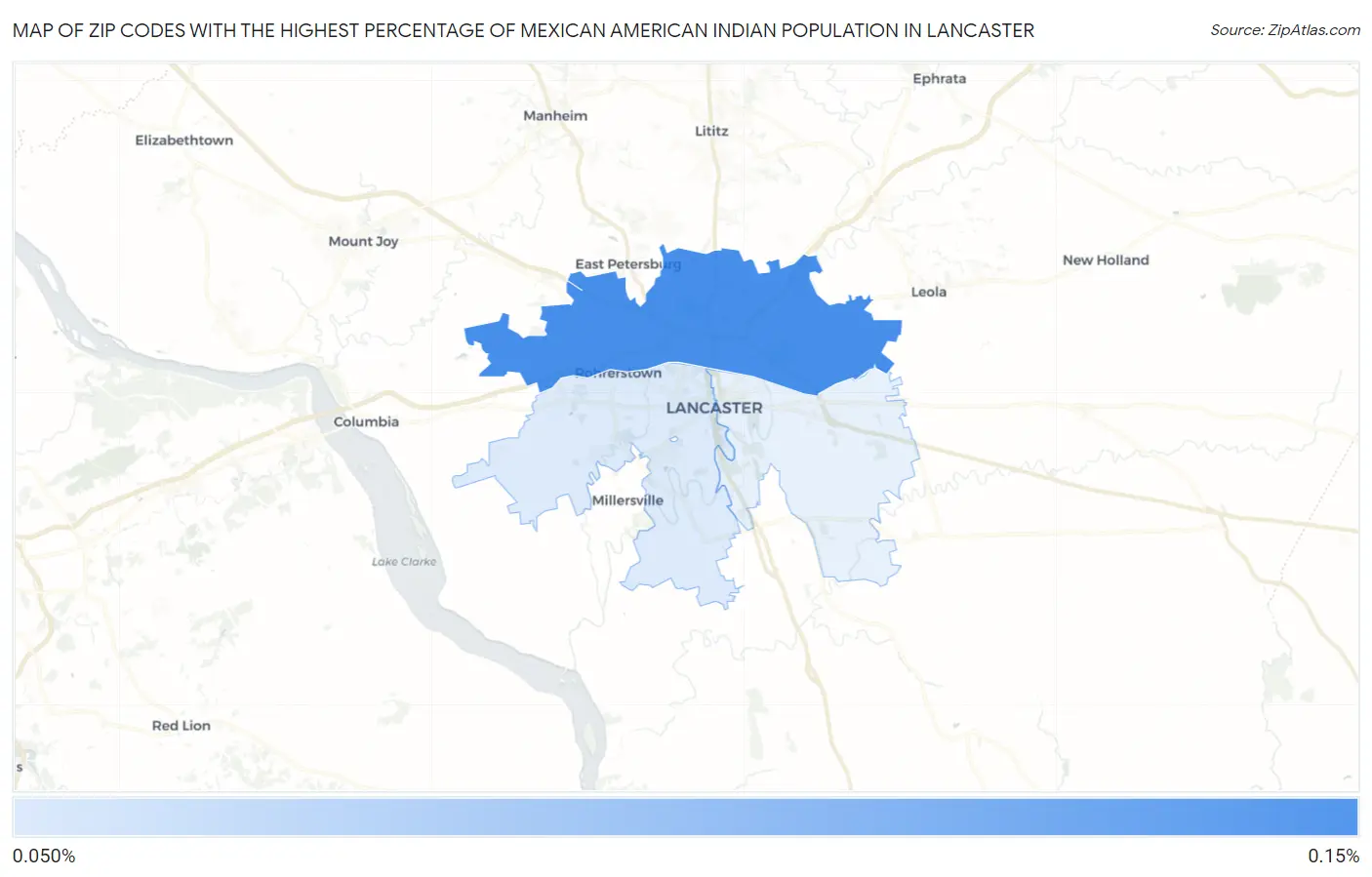 Zip Codes with the Highest Percentage of Mexican American Indian Population in Lancaster Map