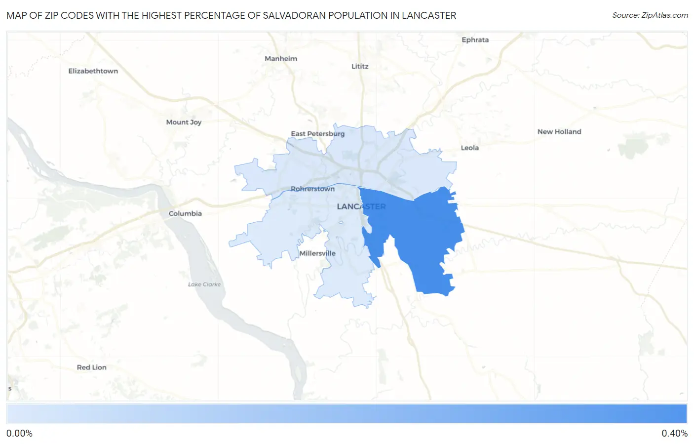 Zip Codes with the Highest Percentage of Salvadoran Population in Lancaster Map