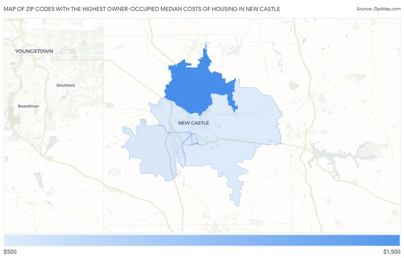 Zip Codes with the Highest Owner-Occupied Median Costs of Housing in New Castle Map