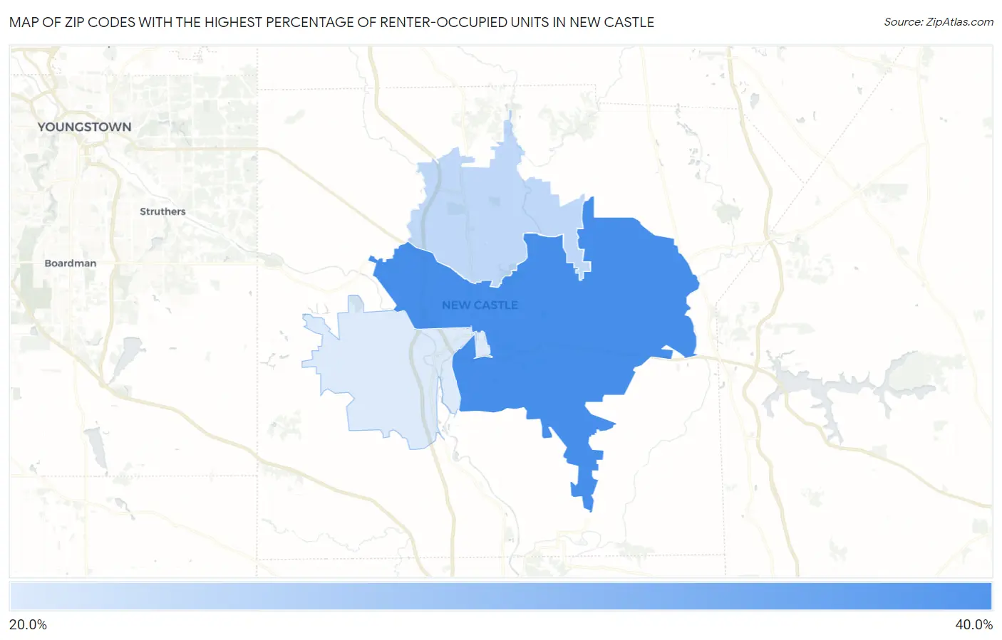 Zip Codes with the Highest Percentage of Renter-Occupied Units in New Castle Map