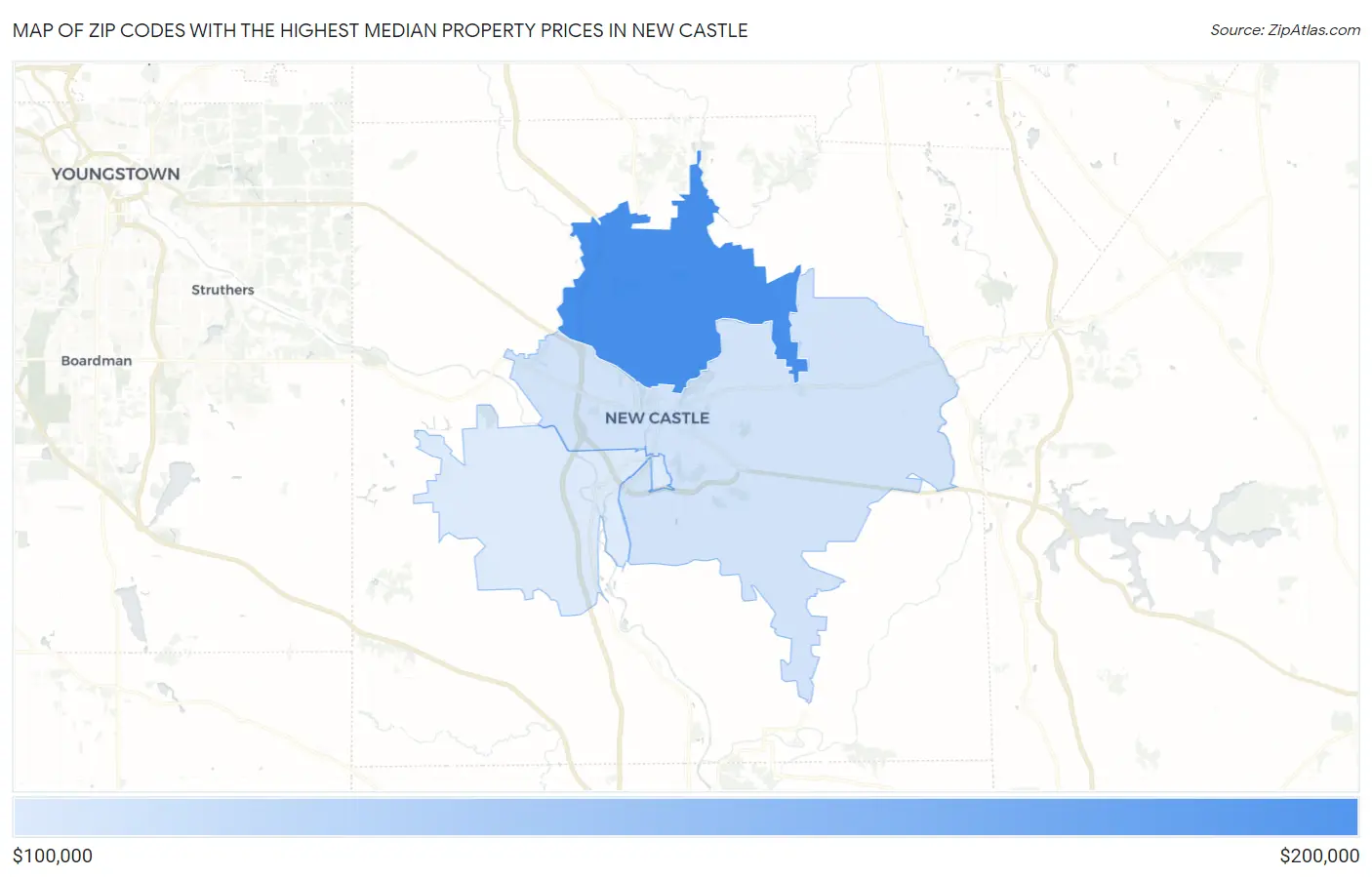 Zip Codes with the Highest Median Property Prices in New Castle Map