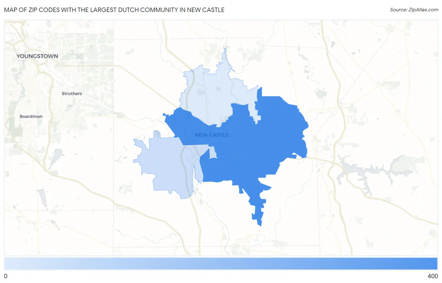 Zip Codes with the Largest Dutch Community in New Castle Map
