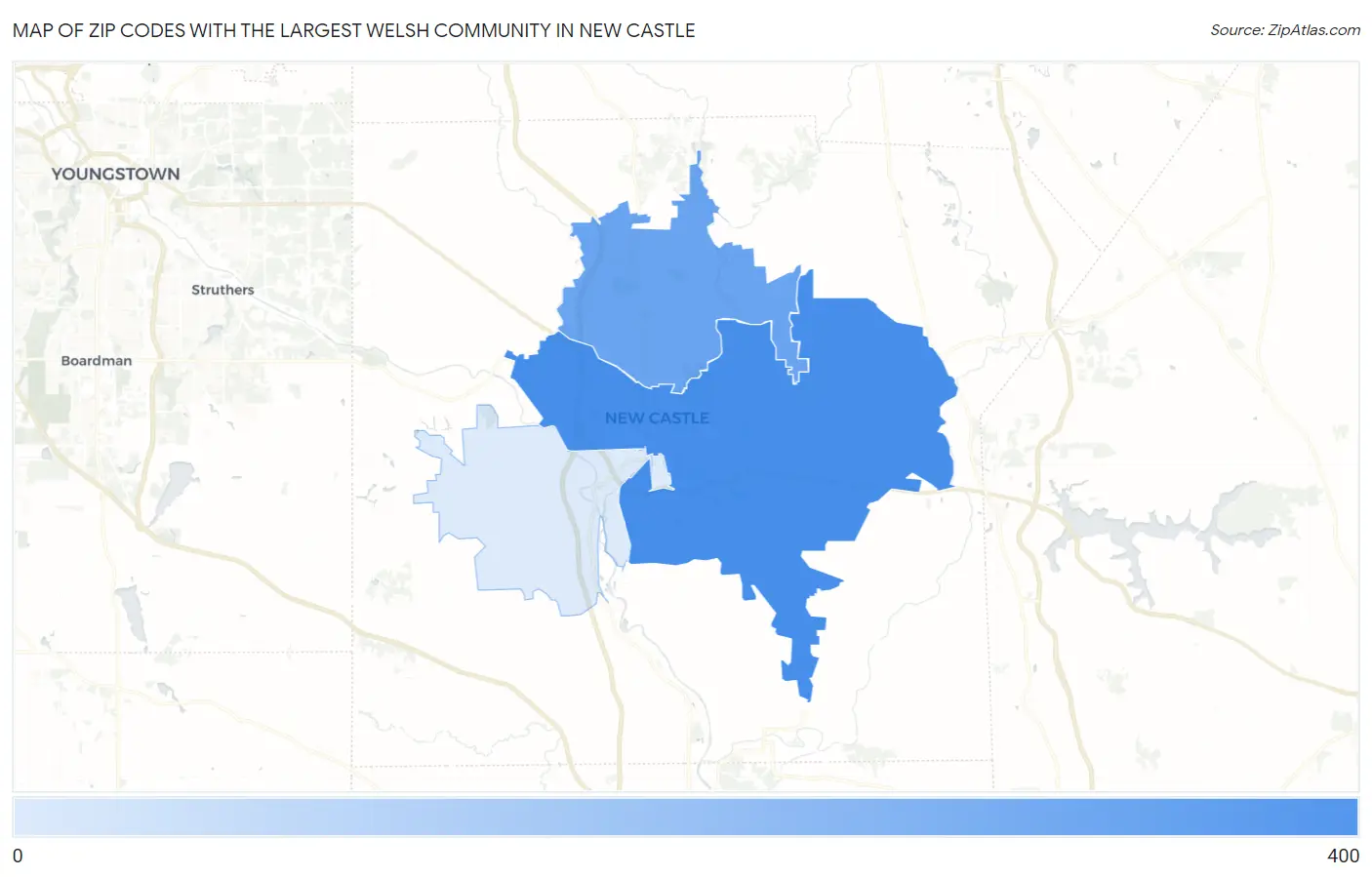 Zip Codes with the Largest Welsh Community in New Castle Map