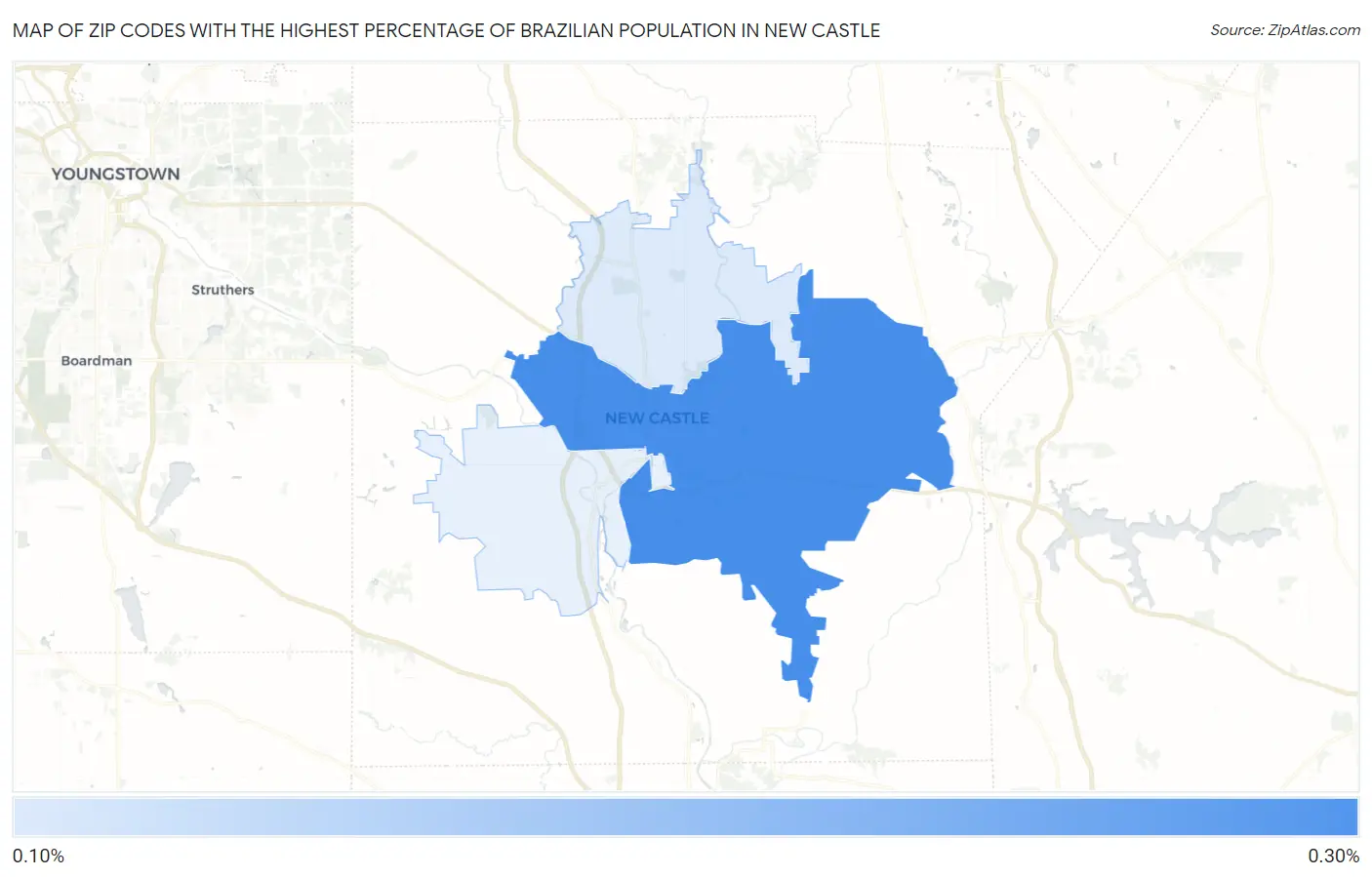 Zip Codes with the Highest Percentage of Brazilian Population in New Castle Map
