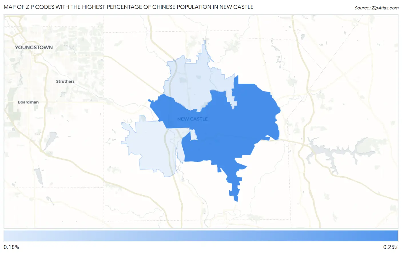 Zip Codes with the Highest Percentage of Chinese Population in New Castle Map