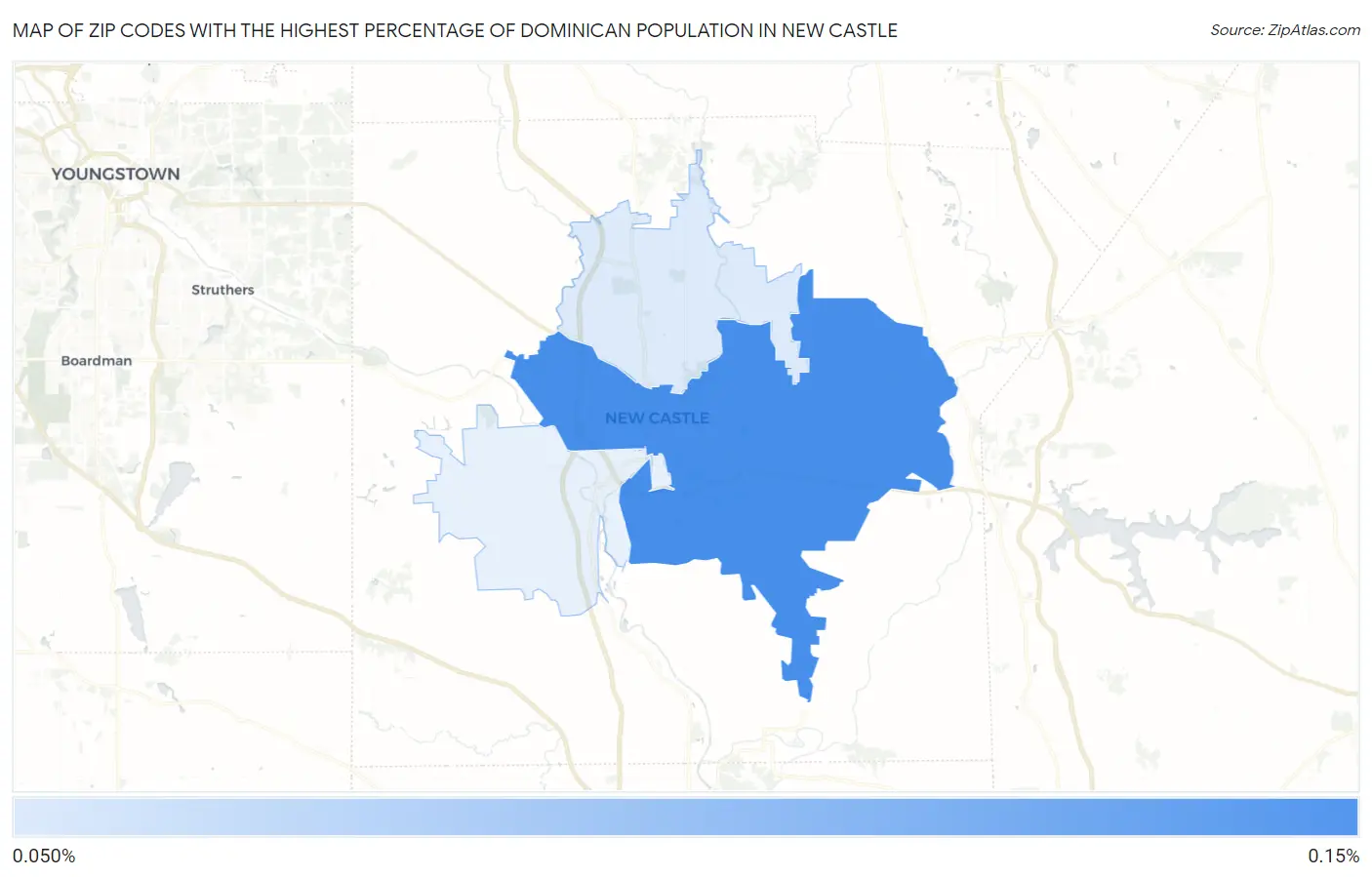 Zip Codes with the Highest Percentage of Dominican Population in New Castle Map