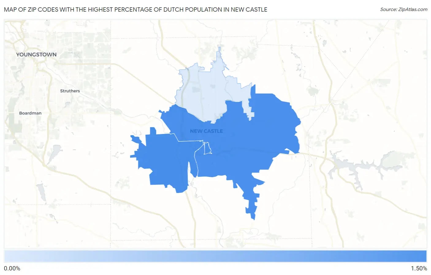 Zip Codes with the Highest Percentage of Dutch Population in New Castle Map