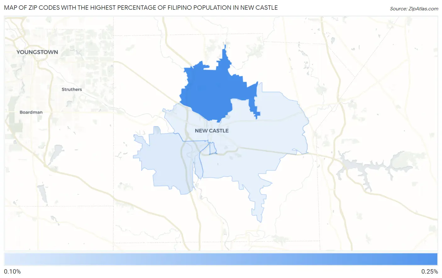 Zip Codes with the Highest Percentage of Filipino Population in New Castle Map
