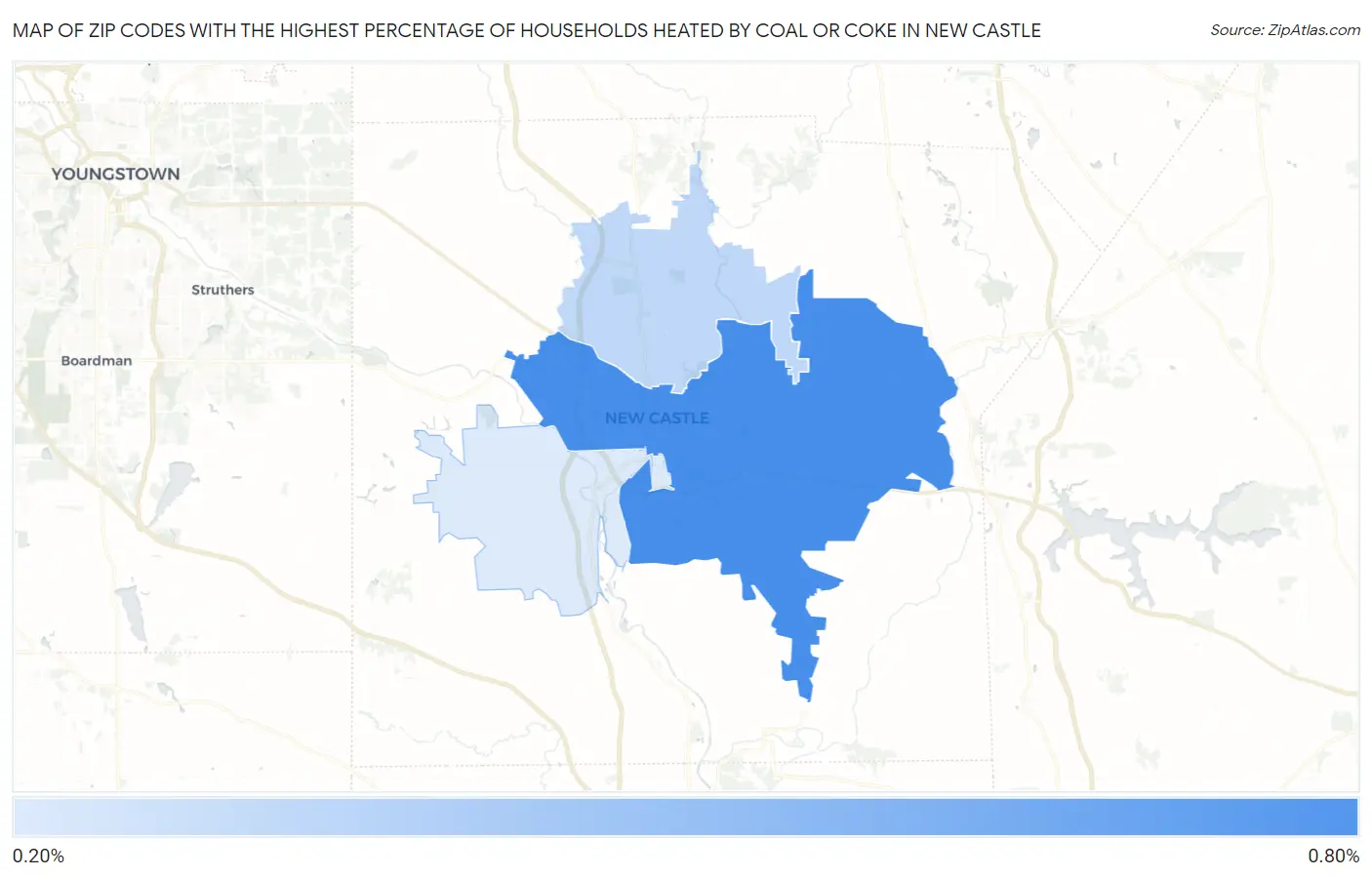 Zip Codes with the Highest Percentage of Households Heated by Coal or Coke in New Castle Map