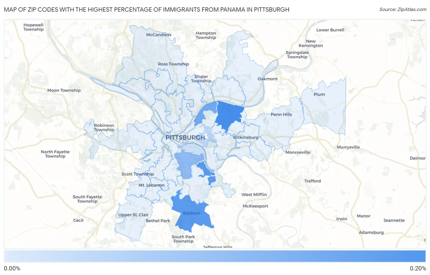 Zip Codes with the Highest Percentage of Immigrants from Panama in Pittsburgh Map