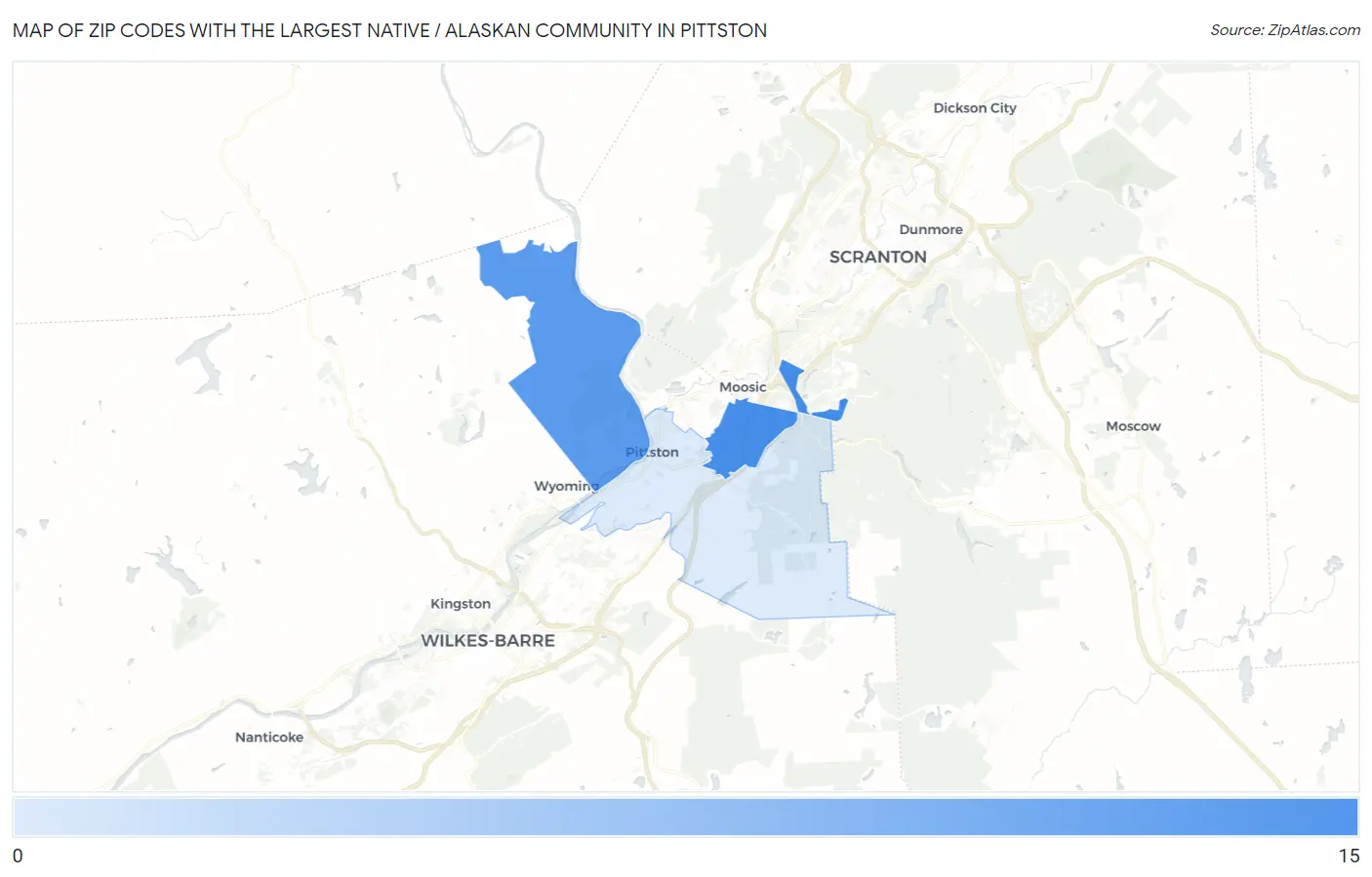 Zip Codes with the Largest Native / Alaskan Community in Pittston Map