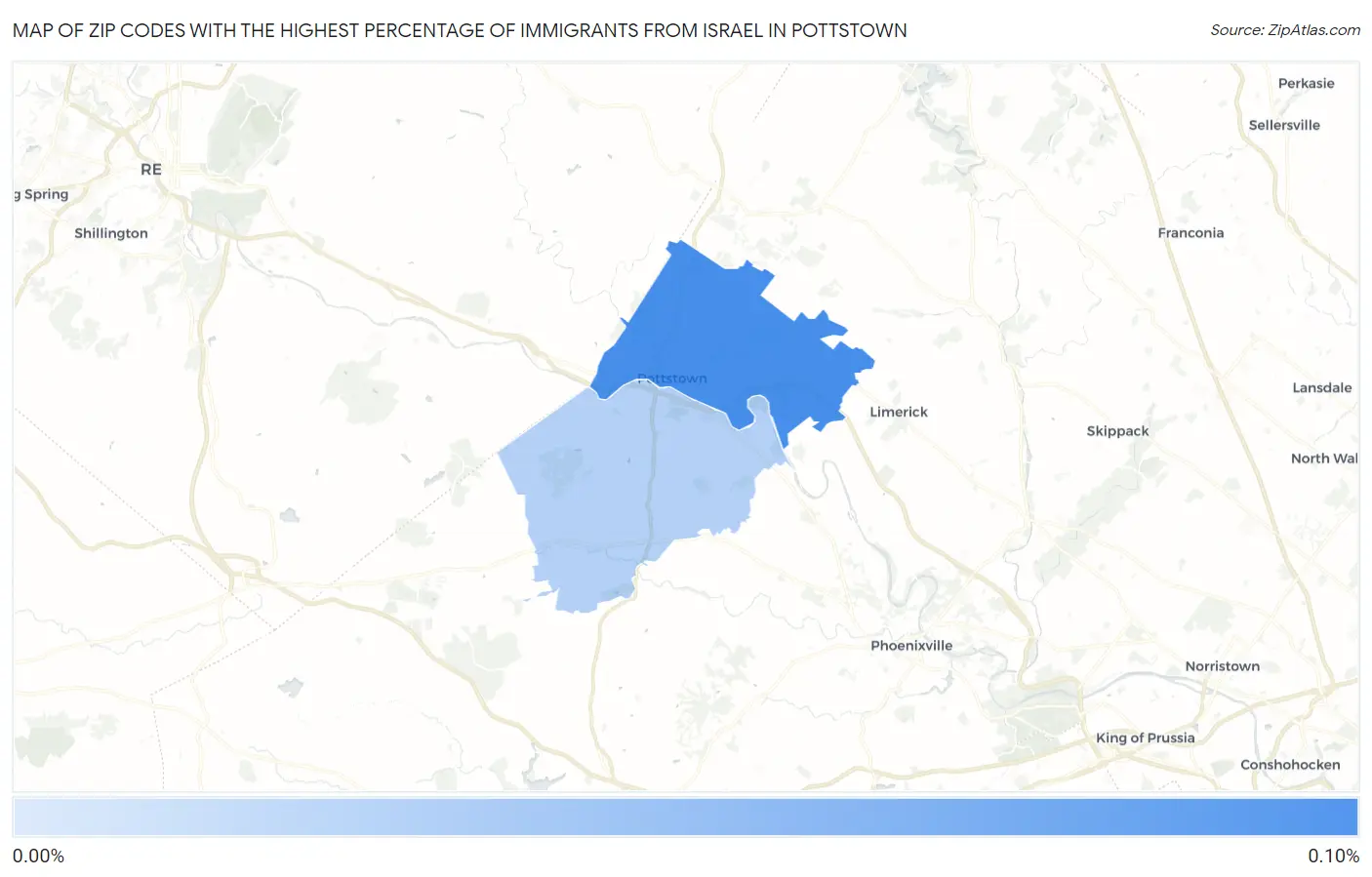 Zip Codes with the Highest Percentage of Immigrants from Israel in Pottstown Map