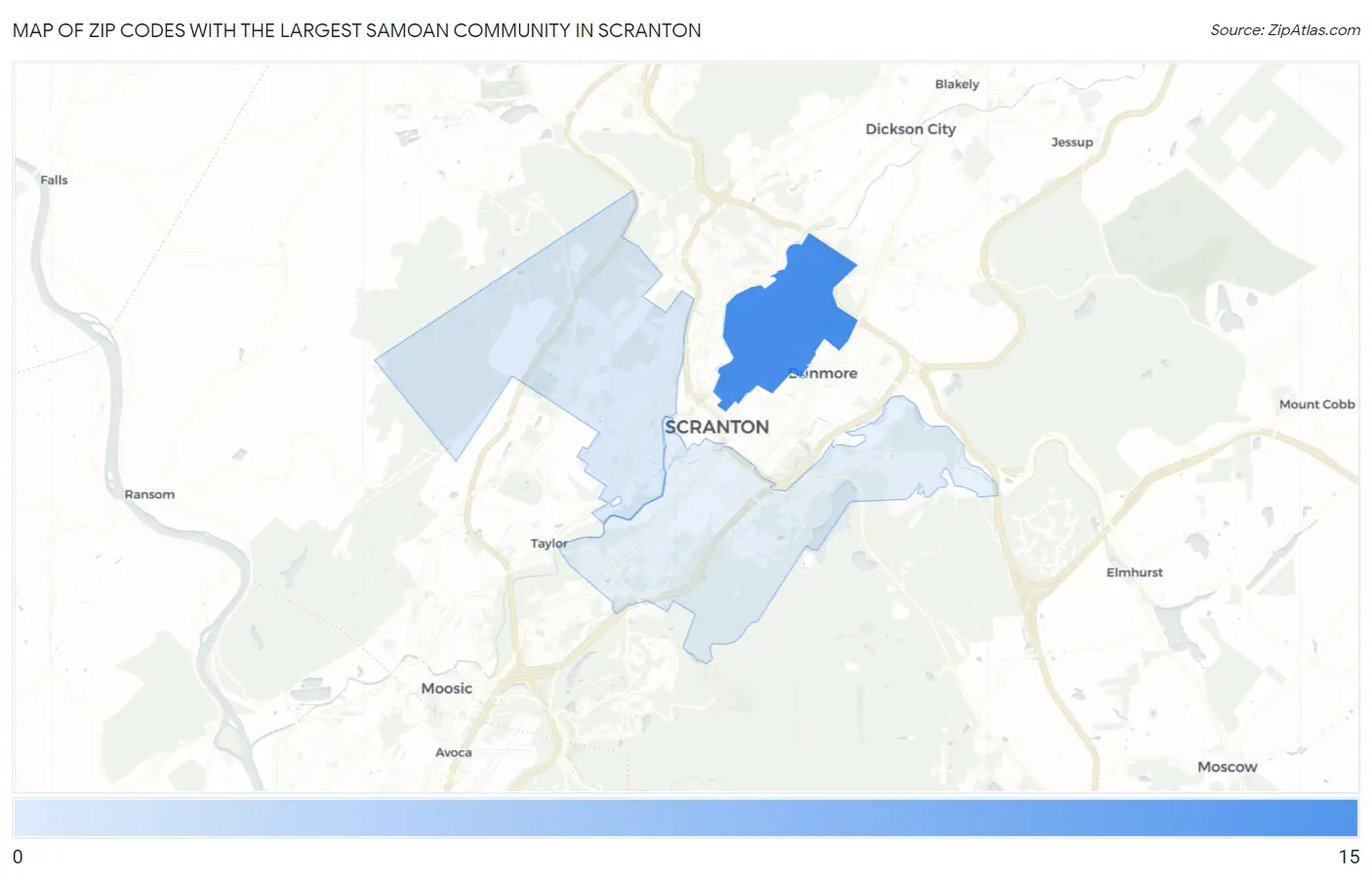 Zip Codes with the Largest Samoan Community in Scranton Map