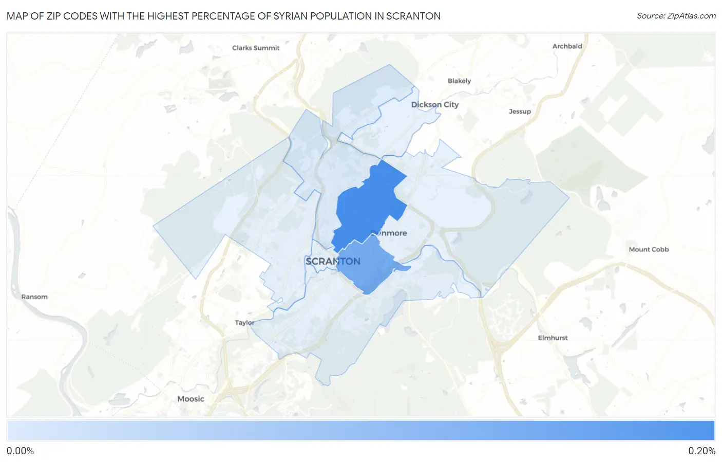 Zip Codes with the Highest Percentage of Syrian Population in Scranton Map