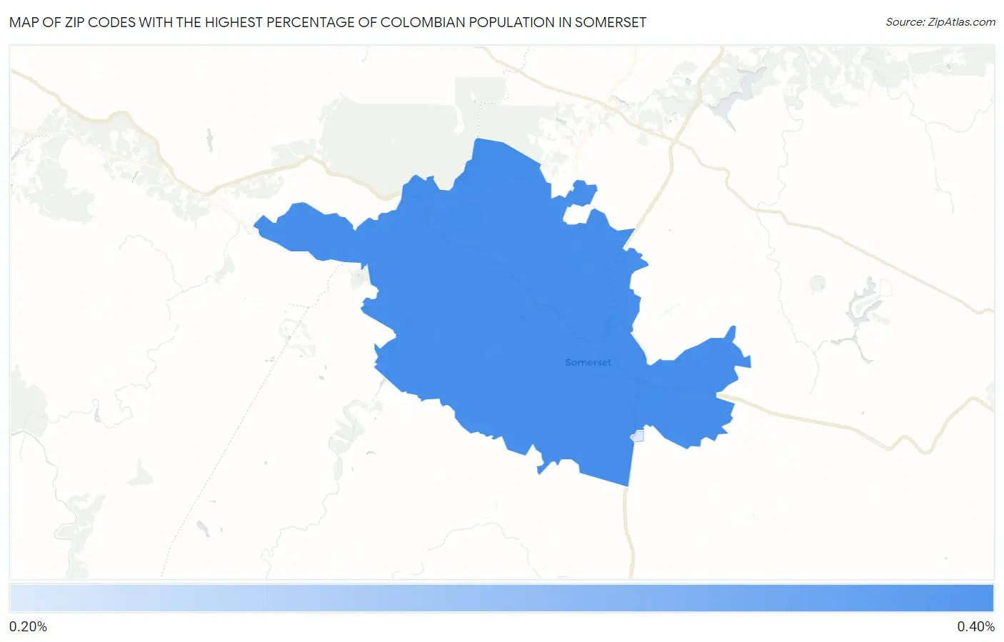 Zip Codes with the Highest Percentage of Colombian Population in Somerset Map