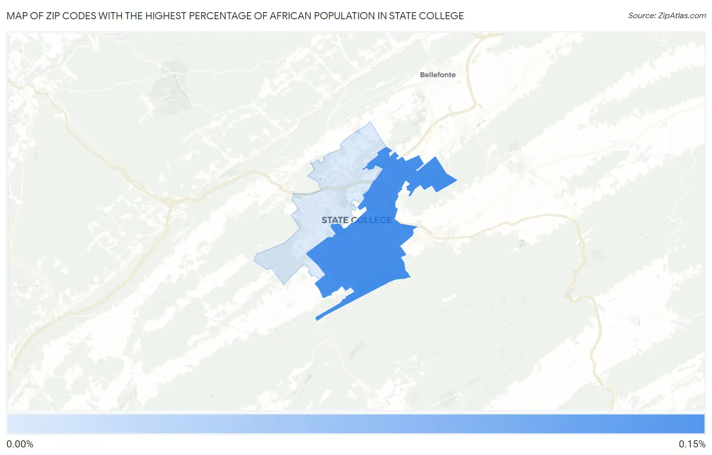 Zip Codes with the Highest Percentage of African Population in State College Map