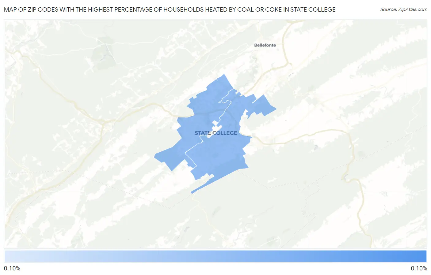 Zip Codes with the Highest Percentage of Households Heated by Coal or Coke in State College Map