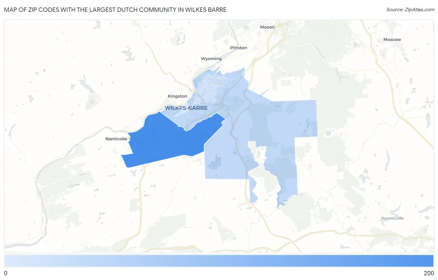 Zip Codes with the Largest Dutch Community in Wilkes Barre Map