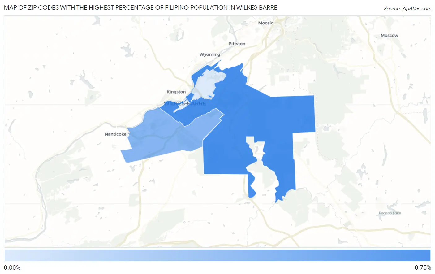 Zip Codes with the Highest Percentage of Filipino Population in Wilkes Barre Map
