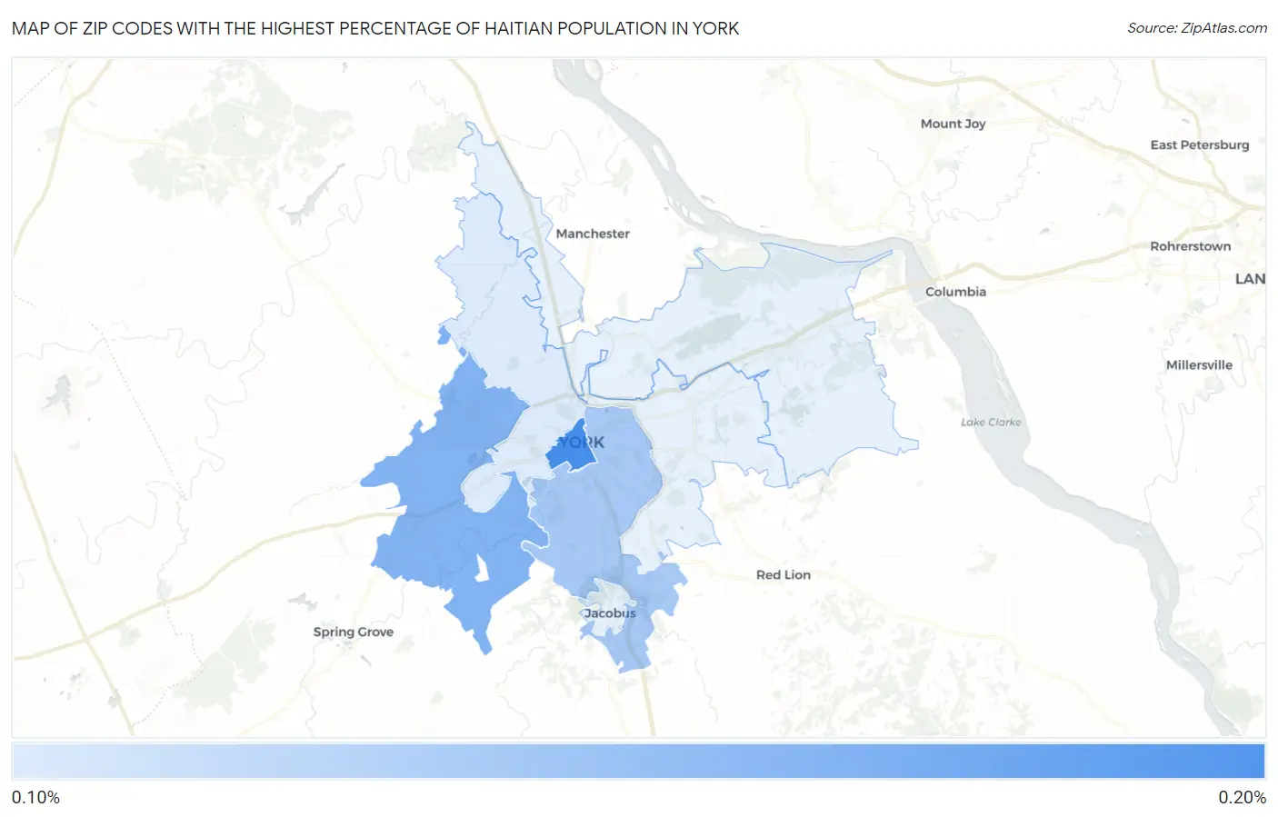 Zip Codes with the Highest Percentage of Haitian Population in York Map