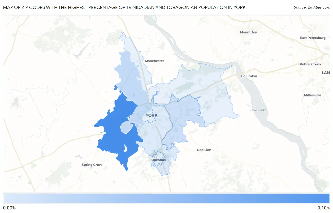 Zip Codes with the Highest Percentage of Trinidadian and Tobagonian Population in York Map